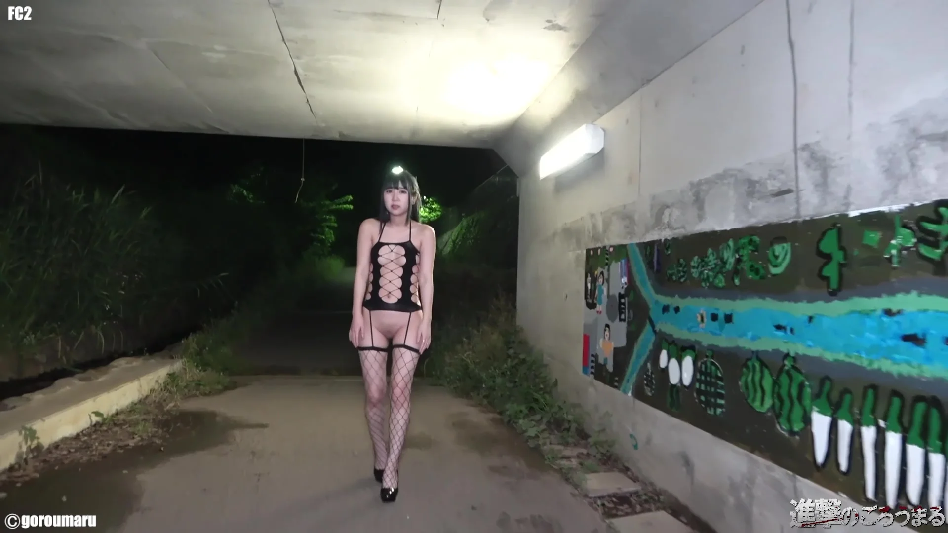 Asian, Stockings Pansuto, Brunette, Creampie Nakadashi, Uncensored, Outdoor Video