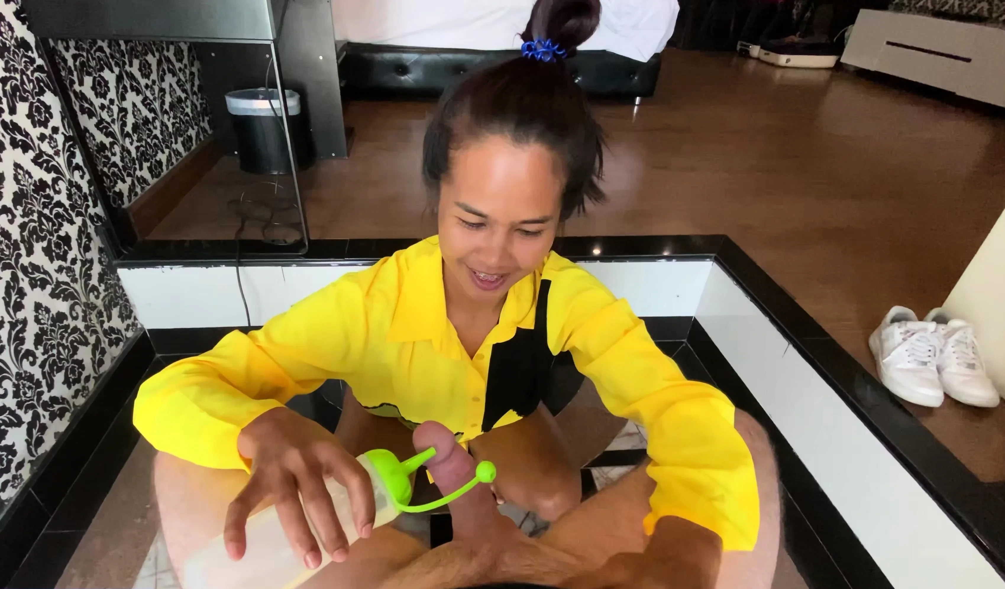 Big ass Thai housewife MILF POV blowjob
