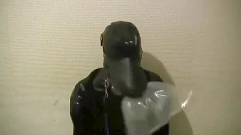 Japanese latex doggy girl bondage