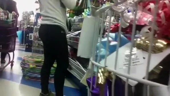 Asian Ass in Spandex at store
