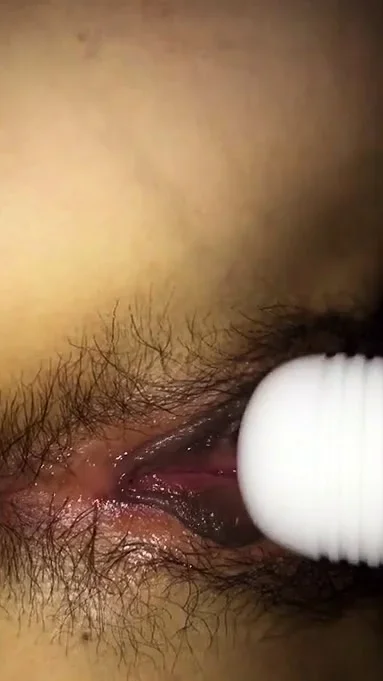 Close up of wet hairy Japanese pussy