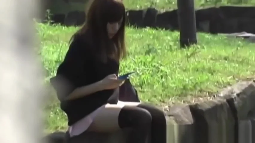 Asian teen 18+ babe secretly filmed upskirt outdoors in public