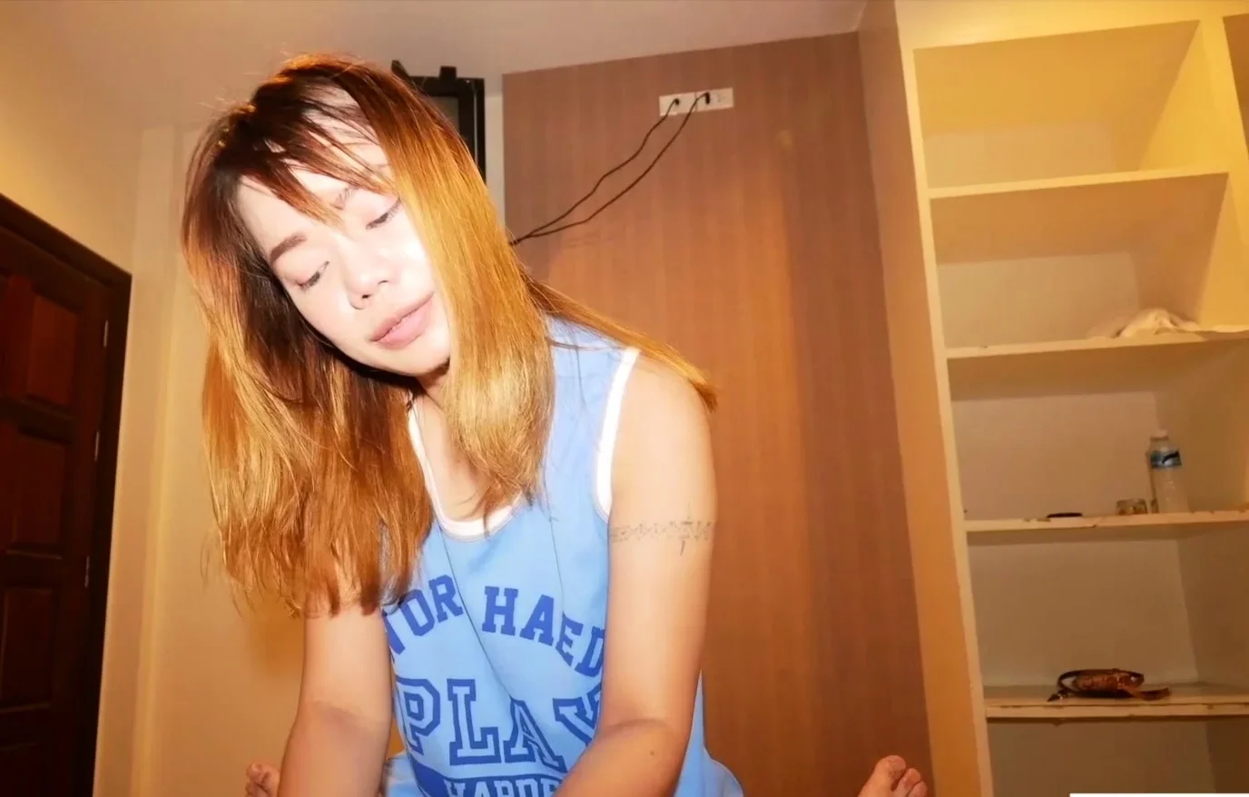 Sexy Thai teen rubbing and fucking a BWC