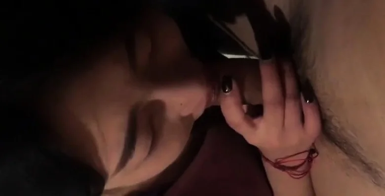 POV Asian blowjob of a thick white cock